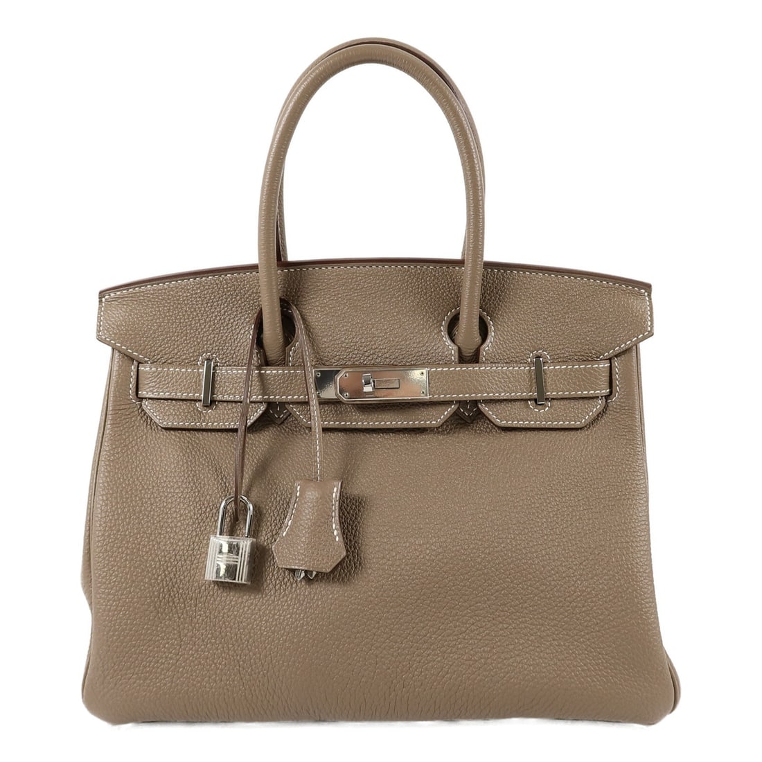 Hermes Birkin 30 Etoupe Togo Leather PHW Handbag: Hermes Birkin 30 Etoupe Togo Leather PHW Handbag This Hermes Birkin 30 handbag is crafted from Togo calfskin leather in a sophisticated gray shade. Made in France, it features palladium hardware and a