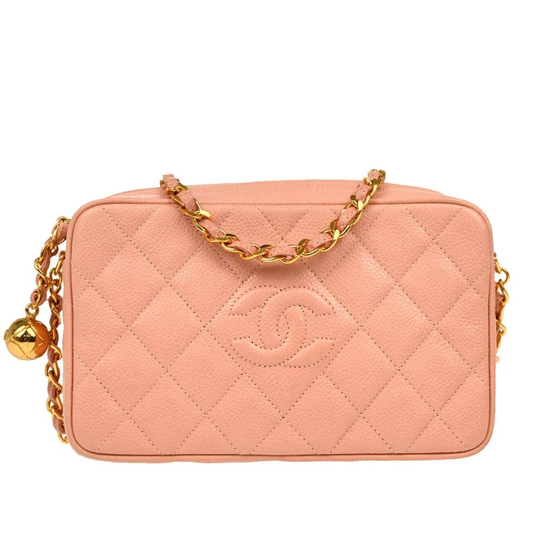 Chanel Mademoiselle Pink Caviar Leather Mini Crossbody Bag: Chanel Mademoiselle Pink Caviar Leather Mini Crossbody Bag This Chanel camera bag is crafted from pink caviar skin leather and features a compact mini size. Designed with a single chain crossbody stra