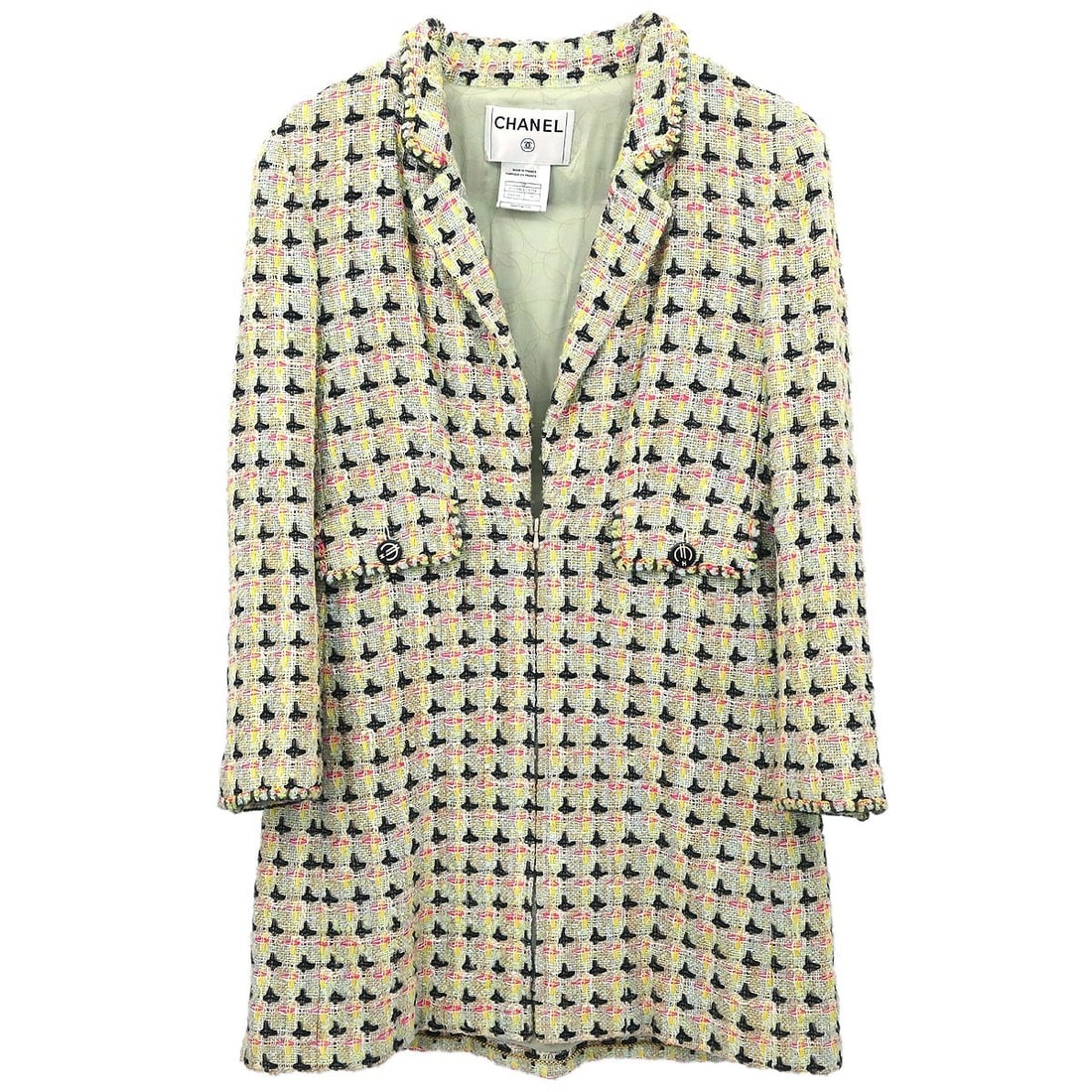 CHANEL green tweed long sleeve women jacket FR 36 (1 of 16)