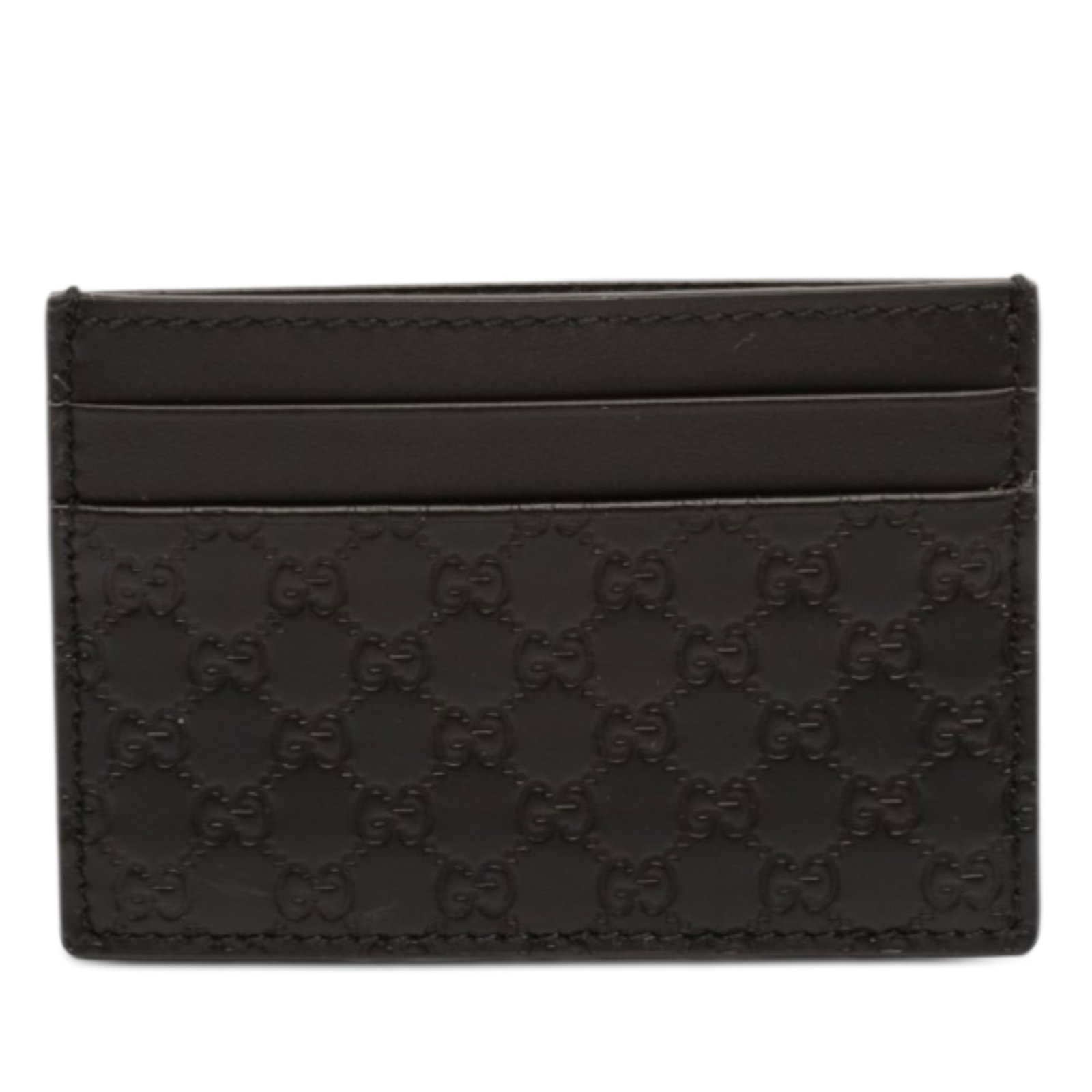 Black Leather Gucci Microguccissima Slim Card Case Italy: Black Leather Gucci Microguccissima Slim Card Case Italy This Gucci Microguccissima card holder is crafted from black leather and features slip pockets for organizing your cards. Made in Italy, it bel
