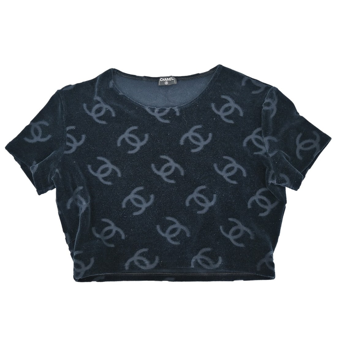 Chanel Black Cropped T-shirt Size 42 Short Sleeve (1 of 10)