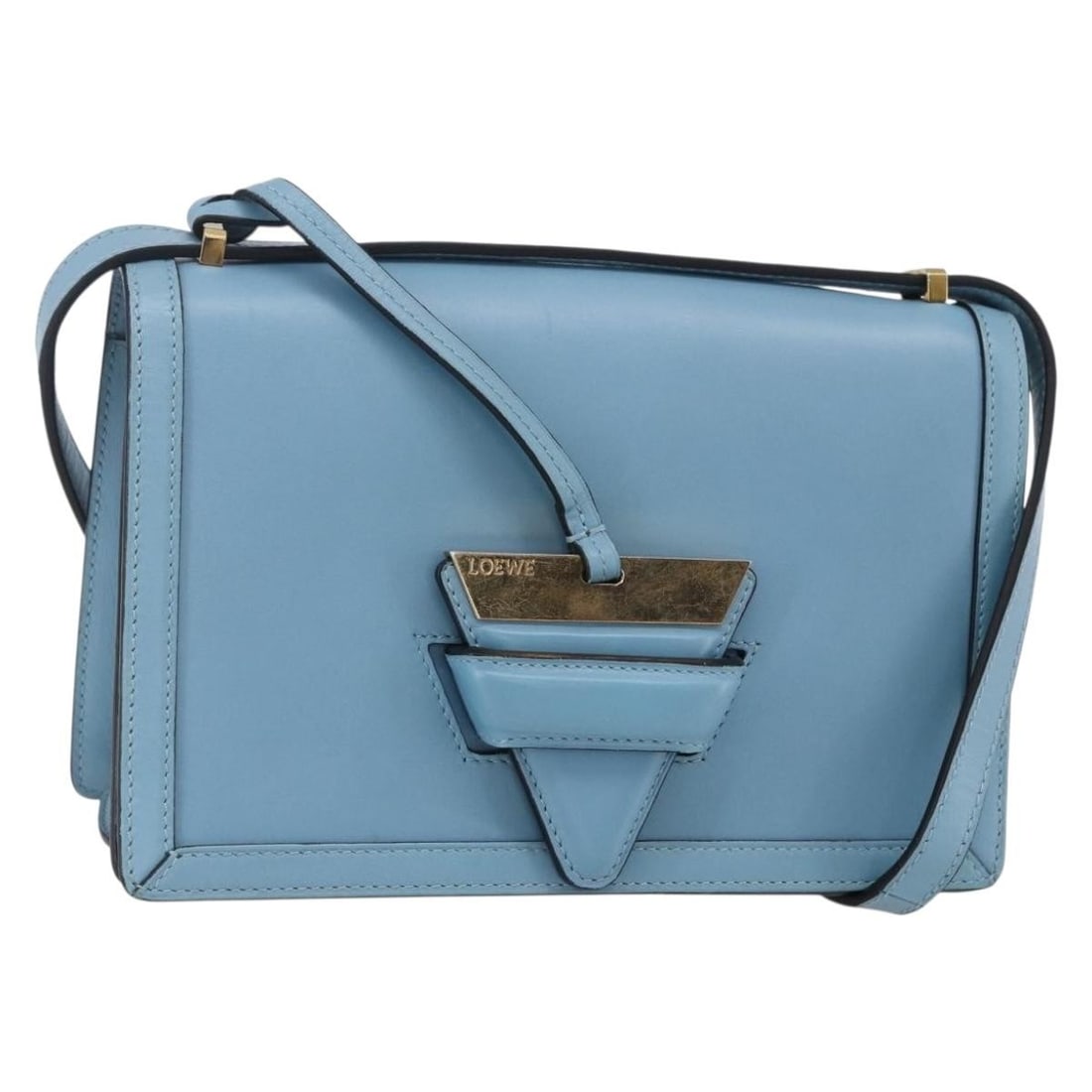 Blue Leather Shoulder Bag Loewe Barcelona 24cm by 15cm by 9cm: Blue Leather Shoulder Bag Loewe Barcelona 24cm by 15cm by 9cm This pre-owned Loewe Barcelona shoulder bag for women features blue leather construction from Spain. It shows good condition with typical 