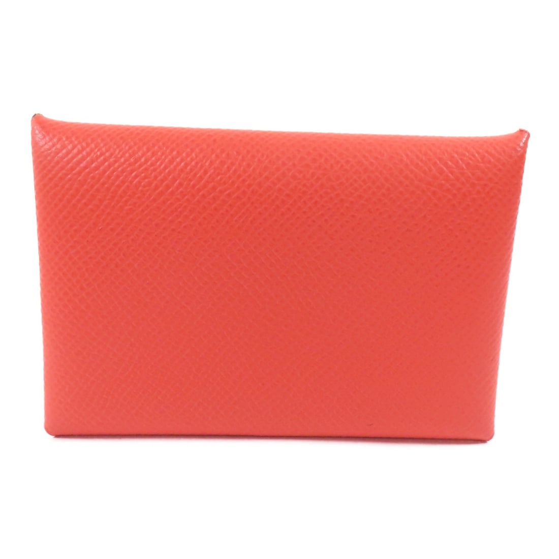Hermes Calvi Epsom Leather Card Case Rose Jaipur with Silver Hardware: Hermes Calvi Epsom Leather Card Case Rose Jaipur with Silver Hardware This Hermes Calvi card case is crafted from Epsom calfskin leather in a vibrant Rose Jaipur orange shade. Made in France, it featu