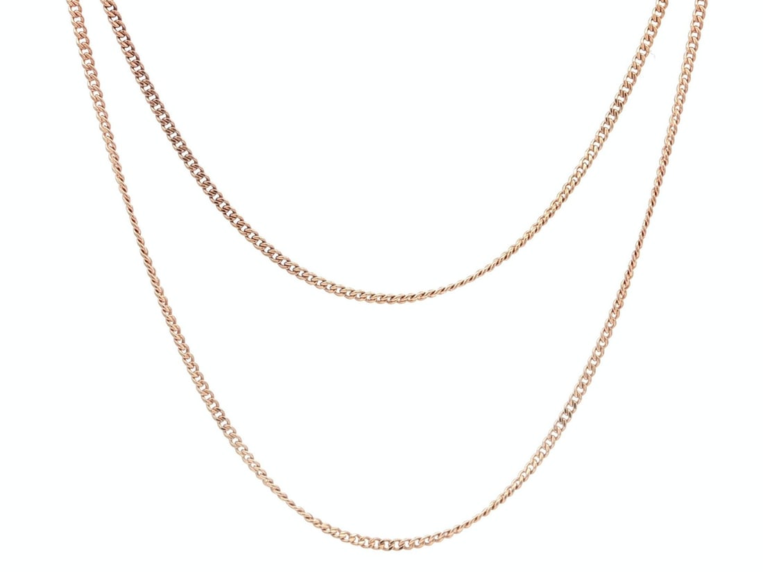 18 Inch 10k Rosy Yellow Gold Curb Chain Necklace by Esemco: 18 Inch 10k Rosy Yellow Gold Curb Chain Necklace by Esemco This vintage Esemco curb link chain necklace is crafted from solid 10k rosy yellow gold. Measuring 18 inches in length and 1.25mm in width, i