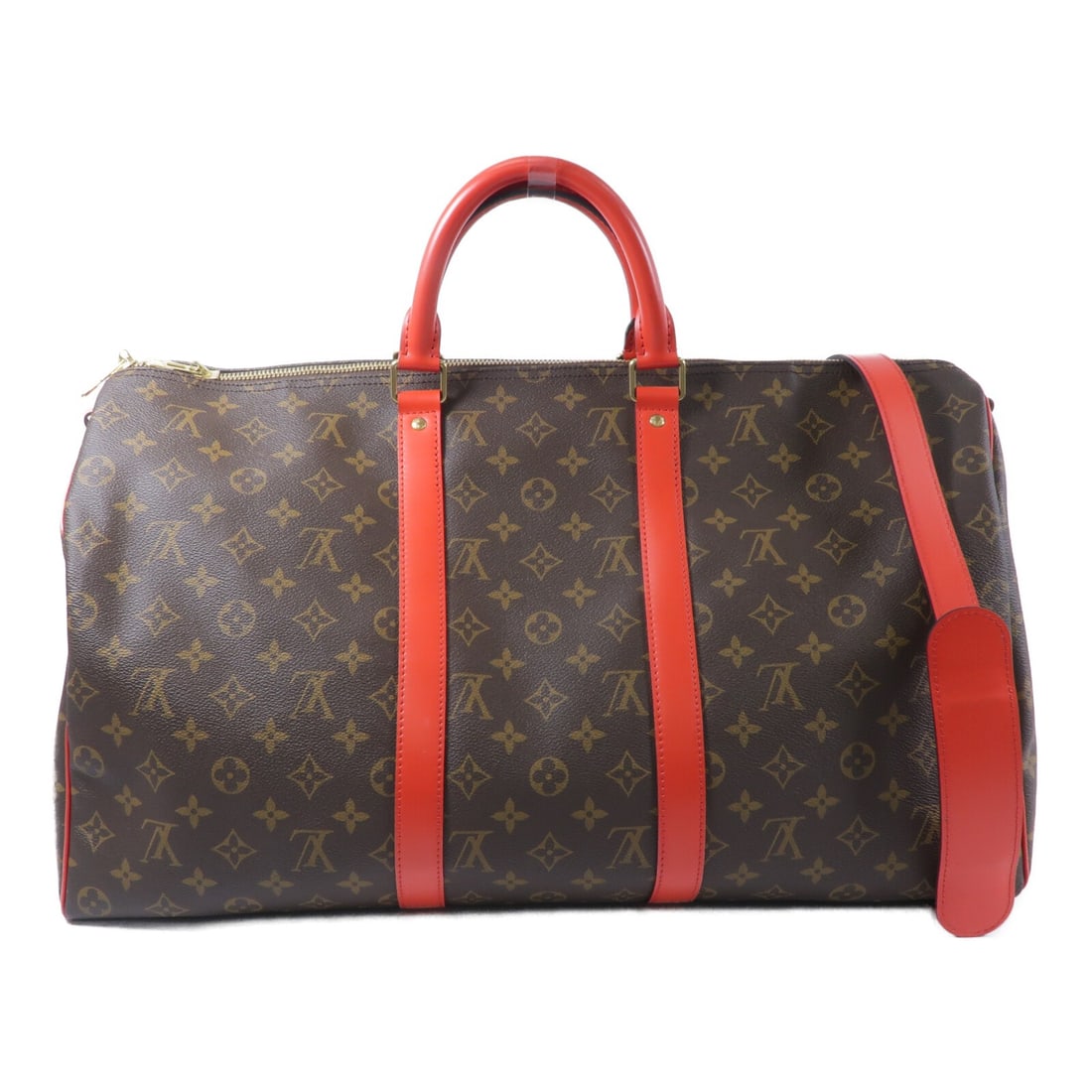 Louis Vuitton Keepall Bandouliere 50 Monogram Brown PVC Shoulder Bag: Louis Vuitton Keepall Bandouliere 50 Monogram Brown PVC Shoulder Bag This Louis Vuitton Keepall Bandouliere 50 is a versatile 2-way shoulder bag crafted from brown PVC coated canvas in the iconic Mono