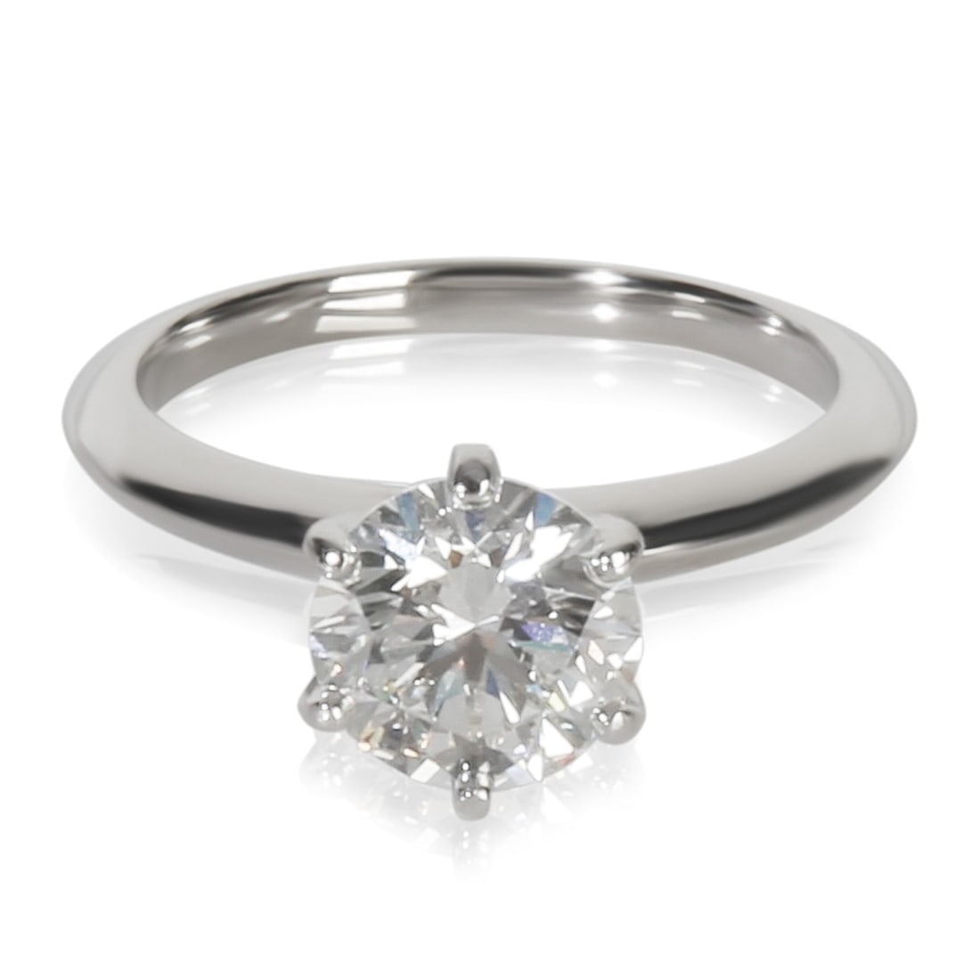 Platinum Engagement Ring With 1.59ct Round Diamond Tiffany Certificate: Platinum Engagement Ring With 1.59ct Round Diamond Tiffany Certificate This Tiffany & Co. engagement ring features a 1.59 carat round brilliant diamond set in platinum. The center diamond is graded VS