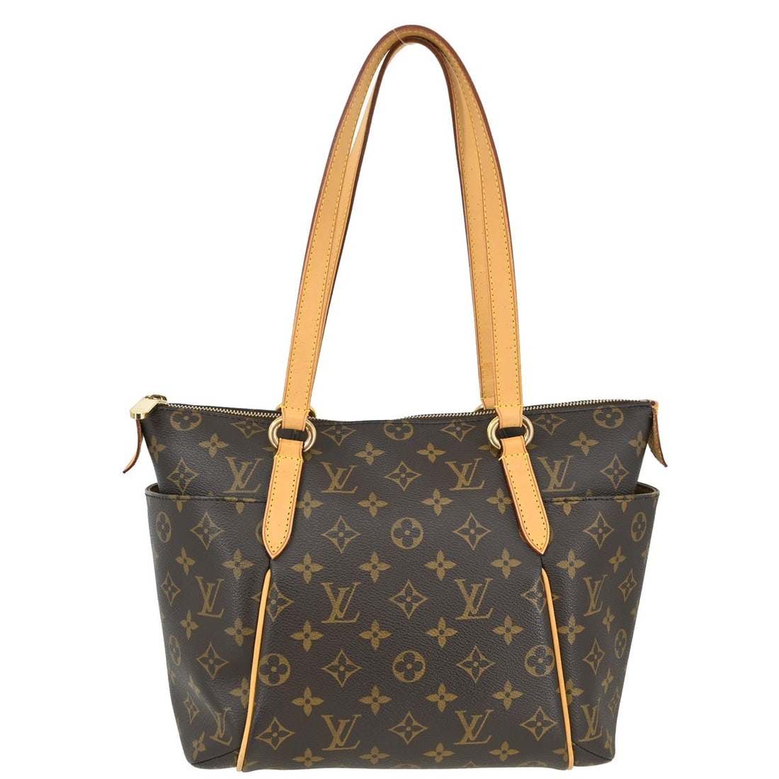 Louis Vuitton Totally PM Monogram Tote Handbag: Louis Vuitton Totally PM Monogram Tote Handbag This Louis Vuitton Totally PM Tote Handbag features the iconic Monogram canvas with beige double handles and gold-colored hardware. Designed in a medium 