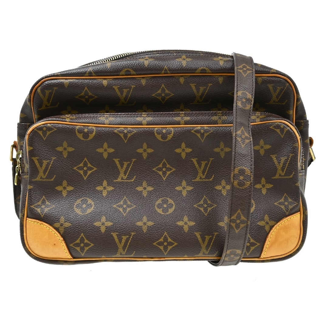 Louis Vuitton Nile Monogram Canvas Crossbody Bag M45244: Louis Vuitton Nile Monogram Canvas Crossbody Bag M45244 This Louis Vuitton Nile crossbody shoulder bag features the iconic monogram canvas leather exterior with brown leather trim. Designed in a mediu