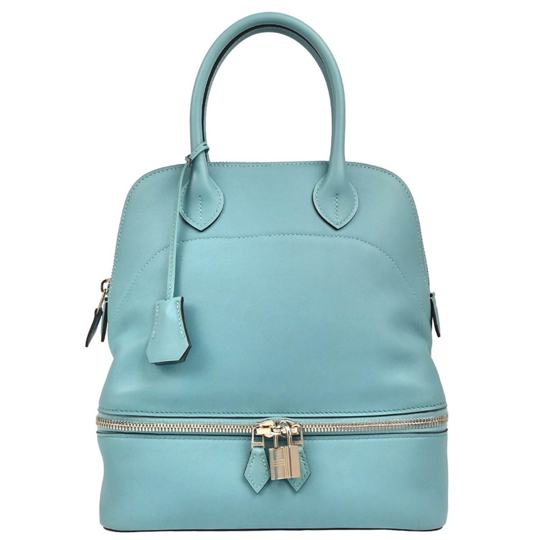 Hermes Blue Atoll Bolide Secret Handbag Leather Zipper Closure (1 of 10)