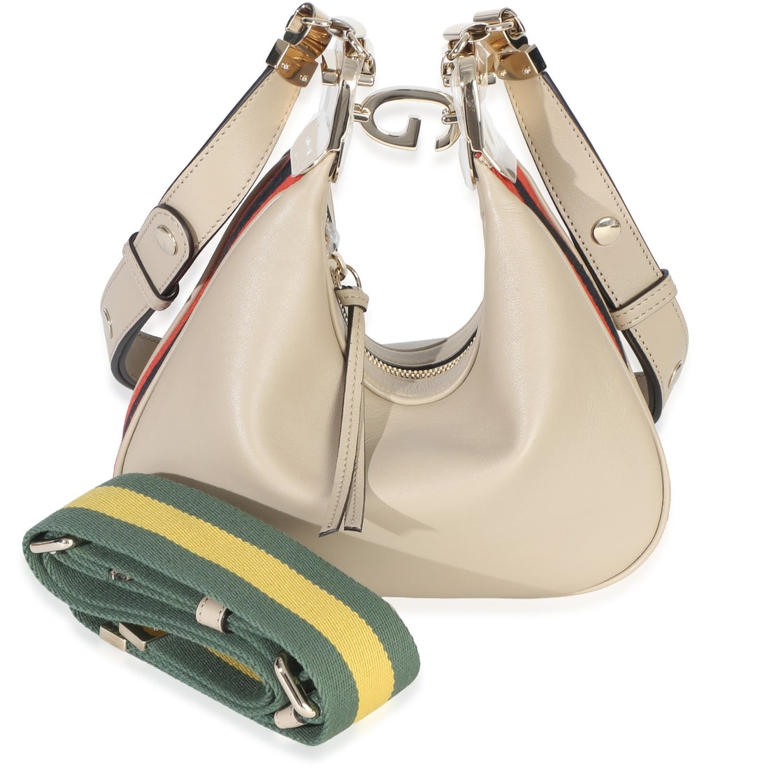 Gucci Beige Calfskin Web Shoulder Bag Small Attache (1 of 9)