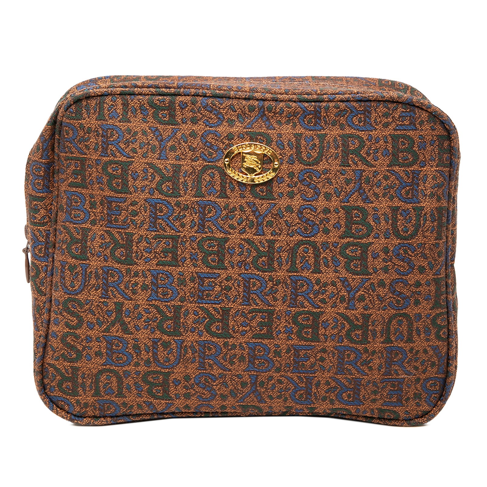 Burberry Brown Fabric Zip Pouch: Burberry Brown Fabric Zip Pouch This Burberry pouch features a canvas body in brown with a zip-around closure. It is crafted from fabric and designed for everyday essentials. Please note there are scr