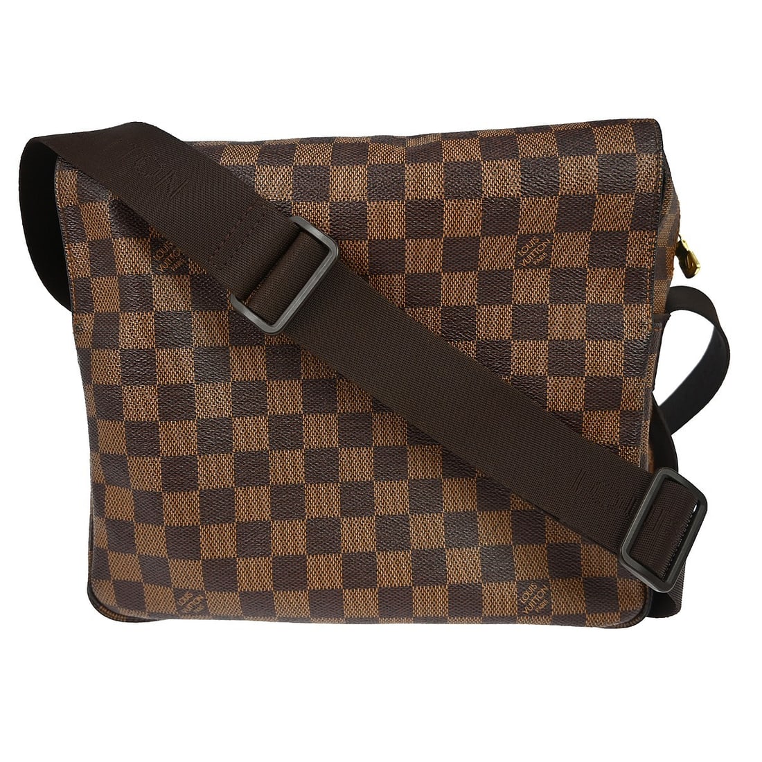 Louis Vuitton Damier Naviglio brown canvas shoulder bag: Louis Vuitton Damier Naviglio brown canvas shoulder bag This Louis Vuitton Damier Naviglio shoulder bag features the iconic check pattern and a medium-sized silhouette. The bag is crafted from durable