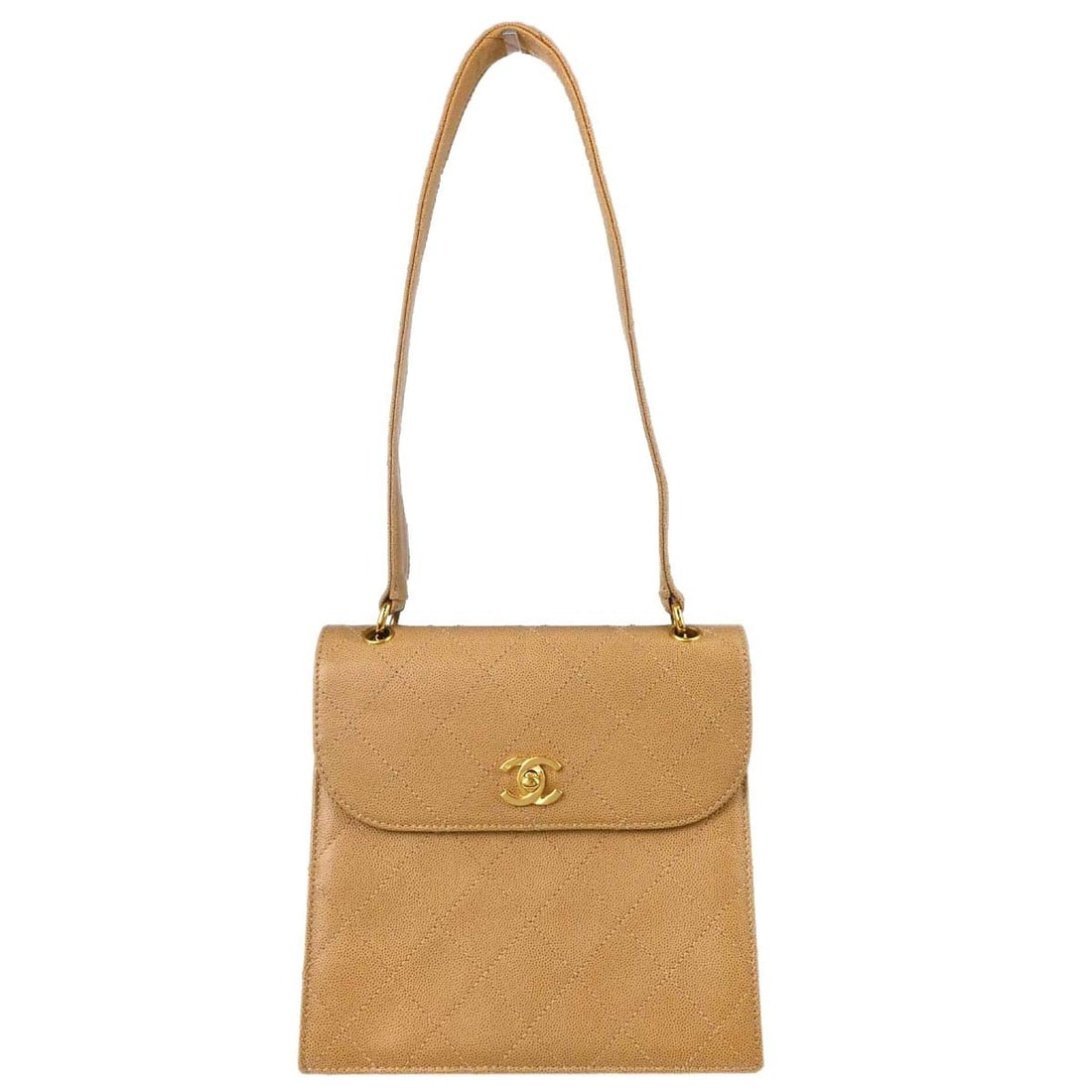 CHANEL quilted beige calfskin top handle bag (1 of 15)