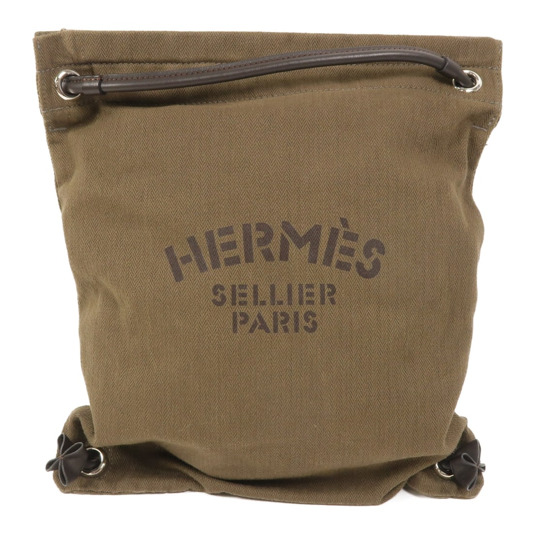 Hermes Aline Canvas Backpack Green PHW: Hermes Aline Canvas Backpack Green PHW This Hermes Aline Grooming rucksack backpack is crafted from durable green canvas and features a minimalist design. Made in France, it offers a lightweight and p
