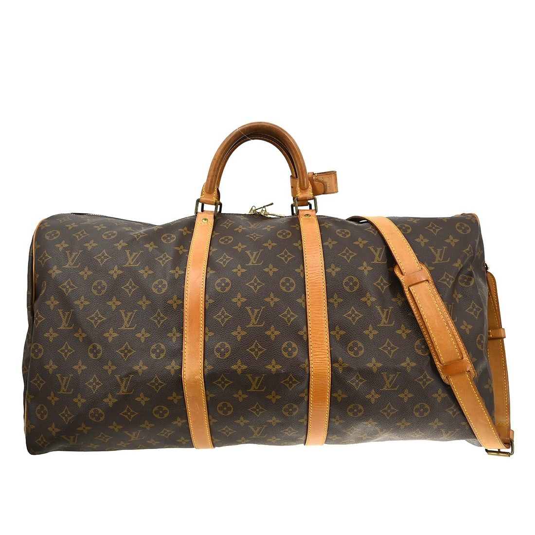 Louis Vuitton Keepall Bandouliere 60 Monogram Duffle Bag: Louis Vuitton Keepall Bandouliere 60 Monogram Duffle Bag This Louis Vuitton Monogram Keepall Bandouliere 60 is a vintage extra-large duffle bag crafted from signature monogram canvas leather in brown.