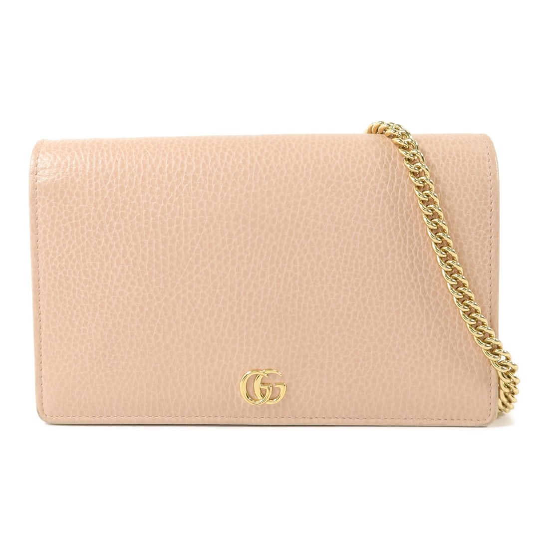 Gucci Pink Calfskin WOC Shoulder Bag GHW: Gucci Pink Calfskin WOC Shoulder Bag GHW This Gucci GG Wallet On Chain (WOC) shoulder bag is crafted from pink calfskin leather, offering a stylish and versatile accessory for any occasion. Designed f