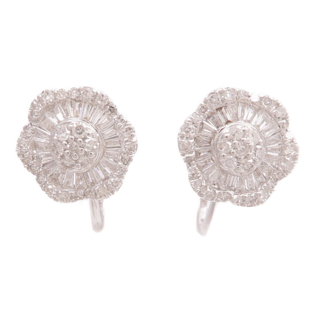 18K White Gold Diamond Drop Earrings: 18K White Gold Diamond Drop Earrings These elegant earrings are crafted from 18K white gold and feature clear diamonds as the main stones. The earrings offer a classic and sophisticated style, suitabl