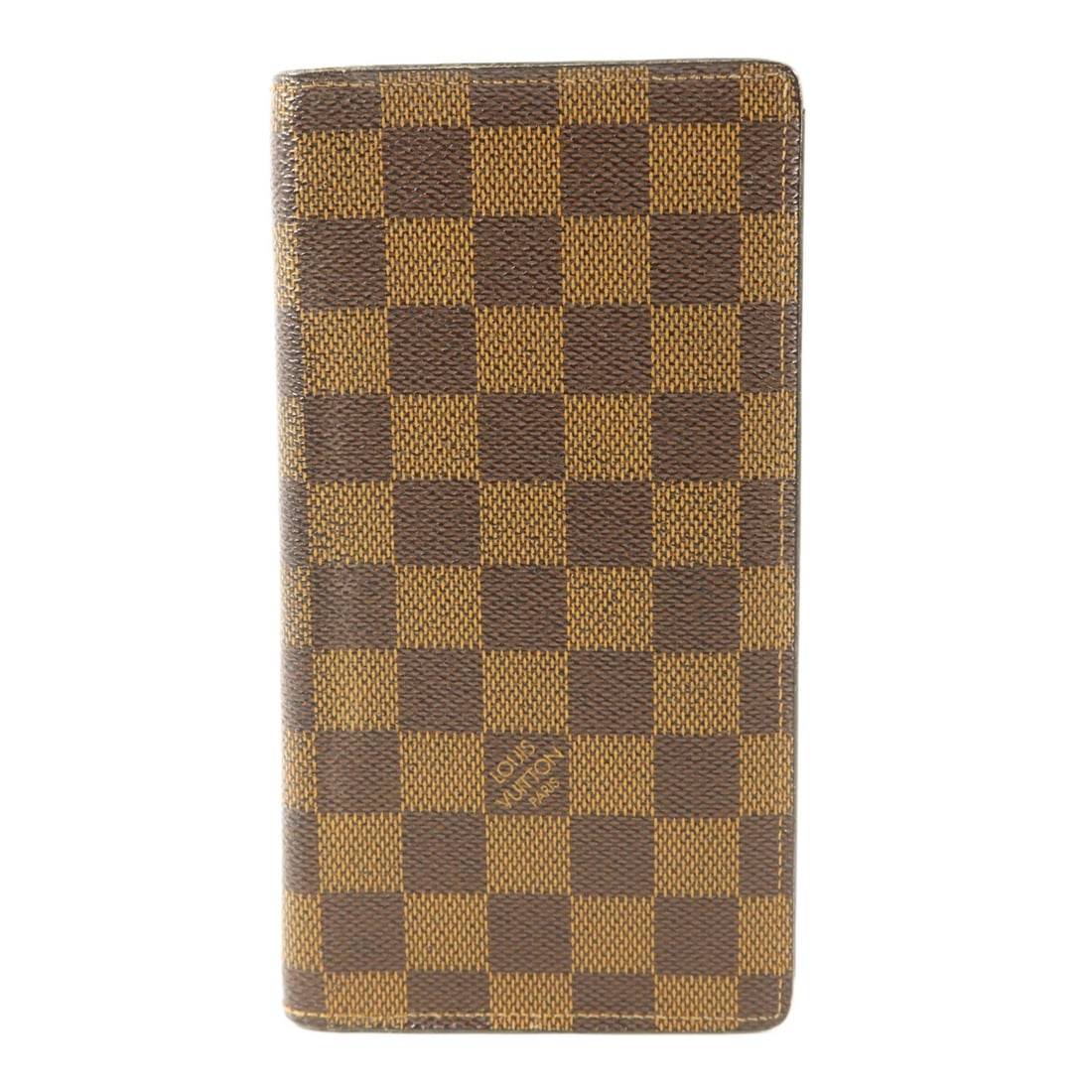 Louis Vuitton Damier Brown Portefeuille Brazza Bifold Wallet with Gold Hardware: Louis Vuitton Damier Brown Portefeuille Brazza Bifold Wallet with Gold Hardware This Louis Vuitton Portefeuille Brazza long wallet features the Damier brown pattern and is crafted from PVC coated canv