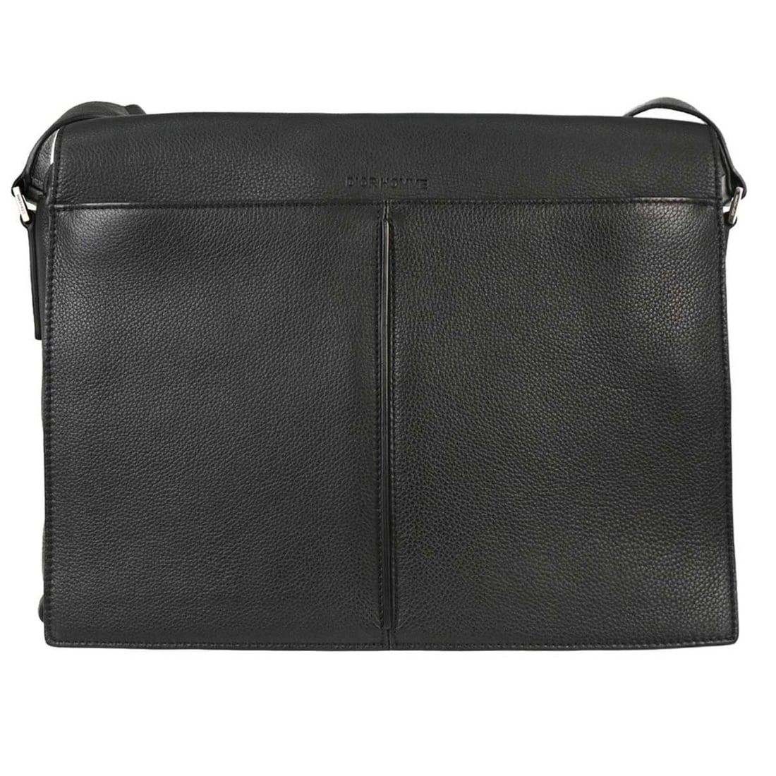 Dior Black Leather Shoulder Bag Medium 13 in: Dior Black Leather Shoulder Bag Medium 13 in This Dior Homme shoulder bag features a sleek black leather exterior and a medium-sized silhouette, designed with a comfortable shoulder strap. Crafted in 