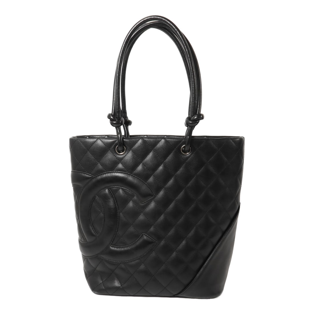 CHANEL Cambon Ligne Black Calfskin Tote Bag: CHANEL Cambon Ligne Black Calfskin Tote Bag This CHANEL Cambon Ligne medium tote bag is crafted from black calfskin leather and features silver-tone hardware with the iconic CC logo. Designed for wome