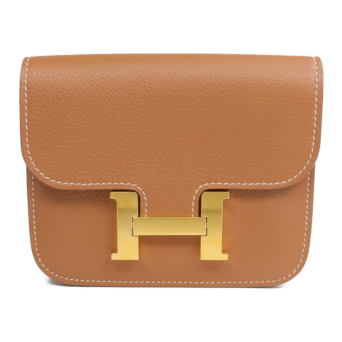 Hermes Constance Slim bi-fold wallet Evercolor leather gold tone brown: Hermes Constance Slim bi-fold wallet Evercolor leather gold tone brown This Hermes Constance Slim Wallet is crafted from Evercolor calfskin leather in an elegant brown shade. Designed as a bi-fold wal