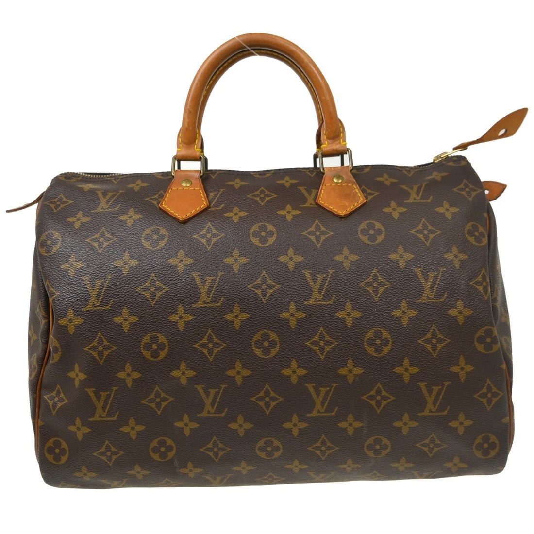 Louis Vuitton Speedy 35 Monogram Brown Top Handle Bag: Louis Vuitton Speedy 35 Monogram Brown Top Handle Bag This Louis Vuitton Speedy 35 handbag features the signature monogram pattern and is crafted from brown leather with gold-tone hardware. The bag is
