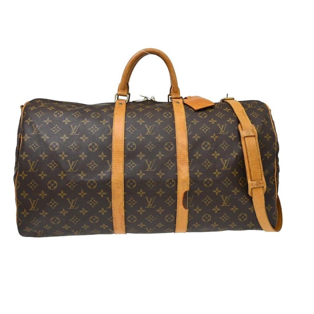 Louis Vuitton Monogram Keepall Bandouliere 55 Travel Duffle Bag: Louis Vuitton Monogram Keepall Bandouliere 55 Travel Duffle Bag This is a vintage Louis Vuitton Keepall Bandouliere 55 duffle bag crafted in the iconic brown monogram canvas. Designed for travel, it f