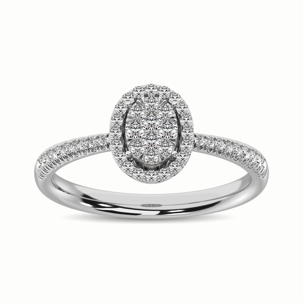 14K White Gold 3/8 Ct.Tw. Diamond Fashion Ring: 14K White Gold 3/8 Ct.Tw. Diamond Fashion Ring This eye-catching ring is available in 14K White Gold. There are 48 round diamonds with a total carat weight of 3/8 Ct.Tw. set in a Invisible Prong/ Micr