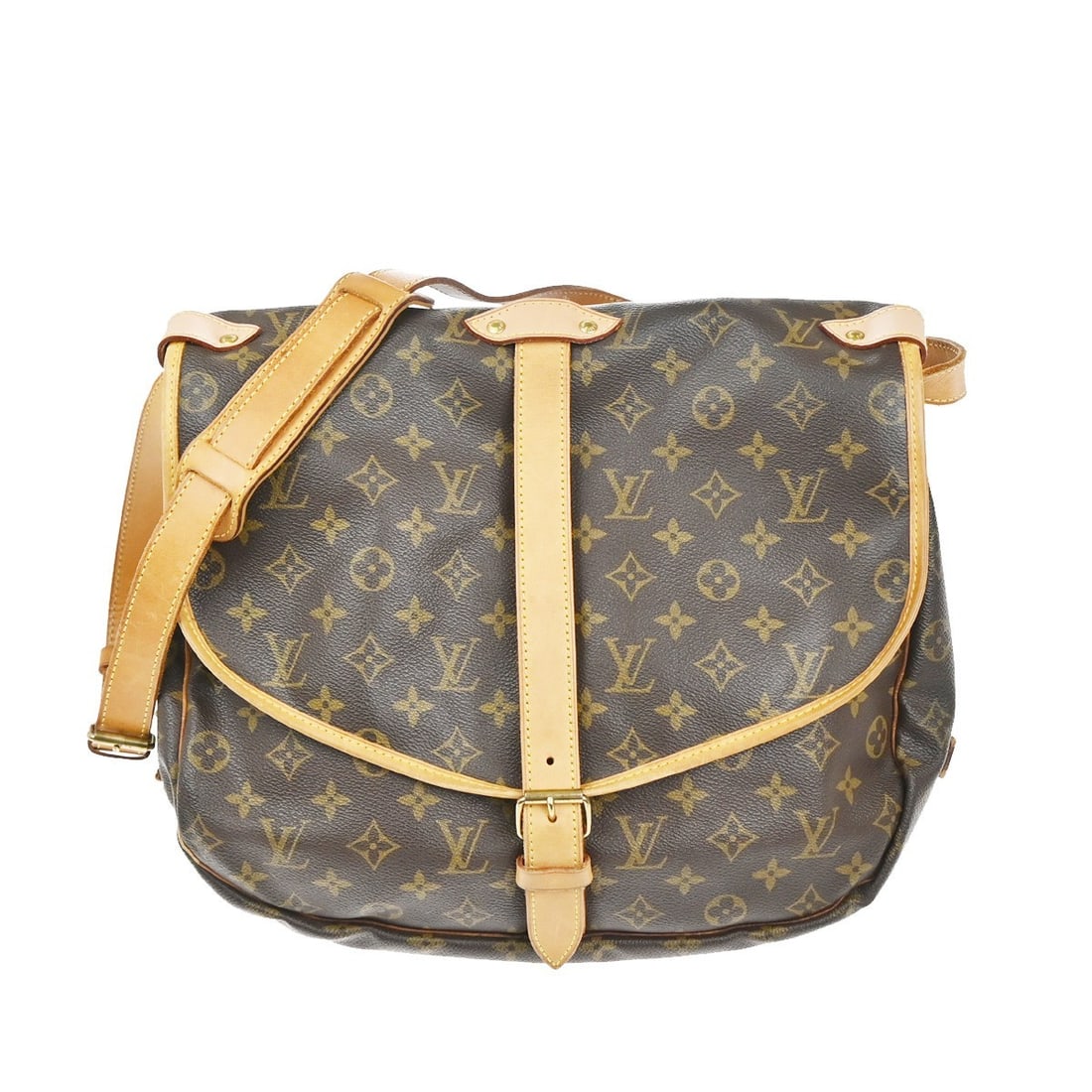 Saumur Monogram Canvas Shoulder Bag by Louis Vuitton: Saumur Monogram Canvas Shoulder Bag by Louis Vuitton This Louis Vuitton Saumur handbag showcases the iconic monogram canvas and is designed for women. The bag features a brown color scheme and offers 