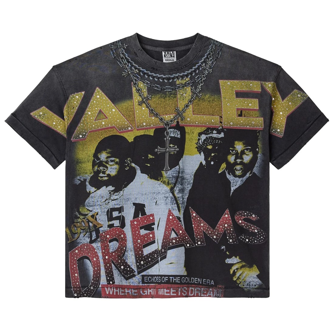 Black Cotton T-Shirt with Bling Accents by Vale Chambers (1 of 2)