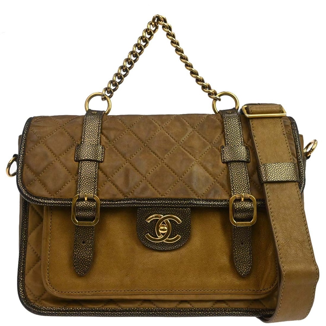 CHANEL Paris Bombay messenger handbag brown calfskin 2way: CHANEL Paris Bombay messenger handbag brown calfskin 2way This Chanel Paris-Bombay Back to School Messenger handbag features a brown calfskin leather exterior with signature logo accents. Designed in 