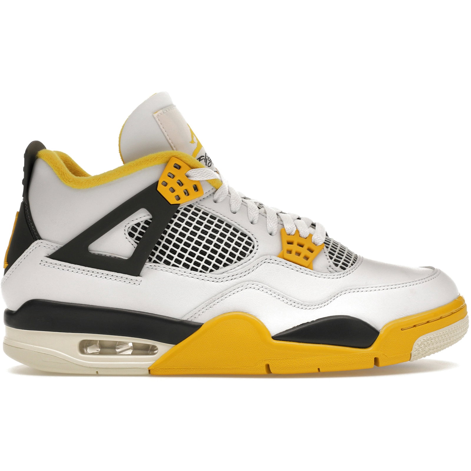 Jordan 4 Retro Vivid Sulfur W 5.5 M 7 W: Jordan 4 Retro Vivid Sulfur W 5.5 M 7 W The Jordan 4 Retro Vivid Sulfur (W) features a striking colorway and classic design. This authentic pair is in un-used, unworn condition, offering a fresh look 