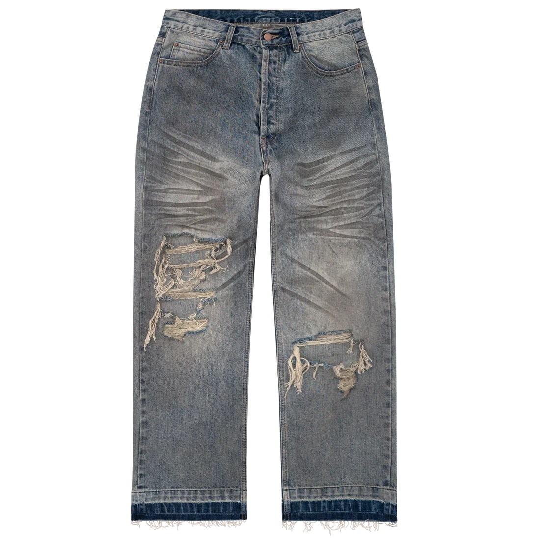 Blue Dirty Wash Denim Jeans by Bravest Studios (1 of 1)