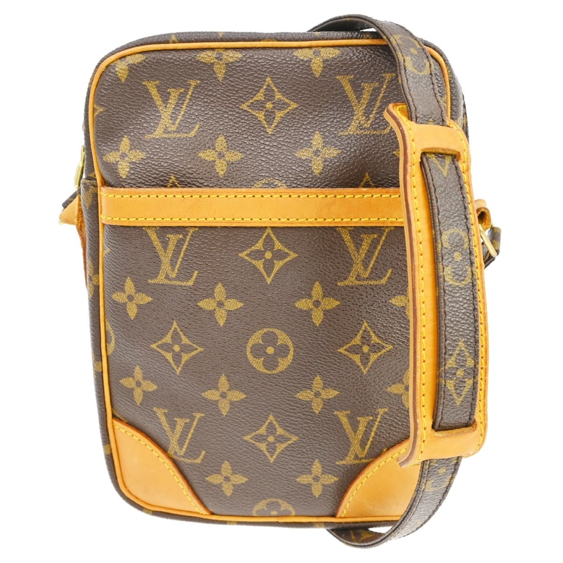 Louis Vuitton Danube Monogram Canvas Crossbody Bag: Louis Vuitton Danube Monogram Canvas Crossbody Bag This Louis Vuitton Danube crossbody shoulder bag features the brand's iconic monogram canvas with leather accents. The bag is medium-sized and design