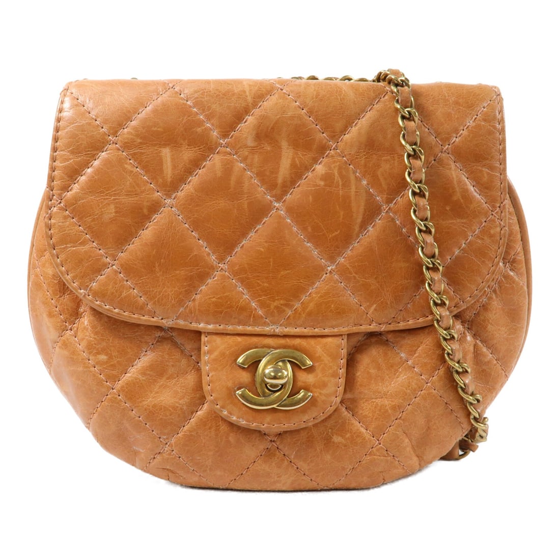 CHANEL Brown Calfskin CC Chain Shoulder Bag GHW: CHANEL Brown Calfskin CC Chain Shoulder Bag GHW This CHANEL shoulder bag features a classic design crafted from brown calfskin leather. The bag is designed with a chain strap and gold-tone hardware, o