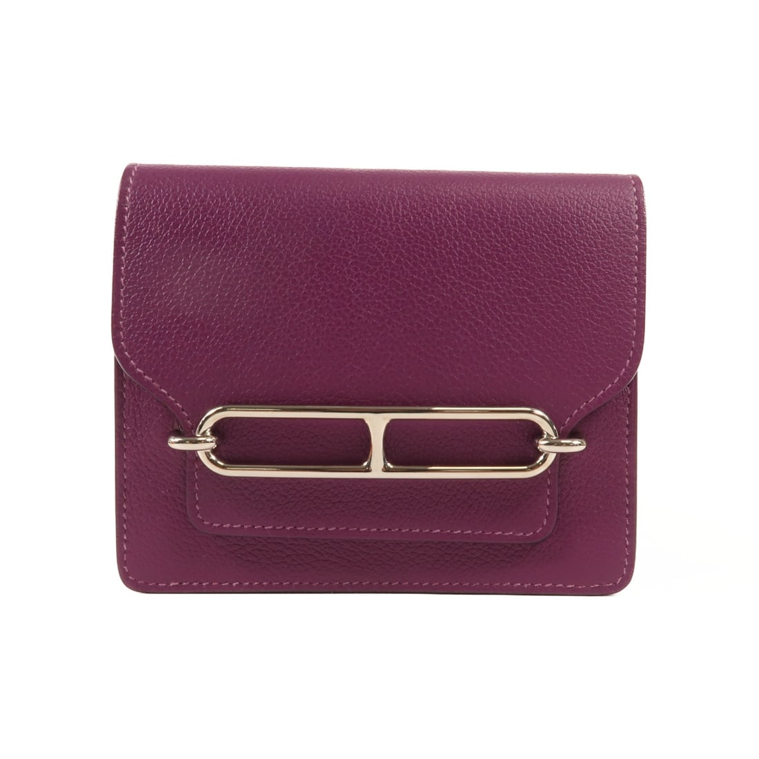 HERMES Roulis Slim Wallet Evercolour Purple Calfskin PHW: HERMES Roulis Slim Wallet Evercolour Purple Calfskin PHW Introducing the exquisite HERMES Roulis Slim Wallet, meticulously crafted from high-quality Evercolour leather. This bi-fold wallet features a 