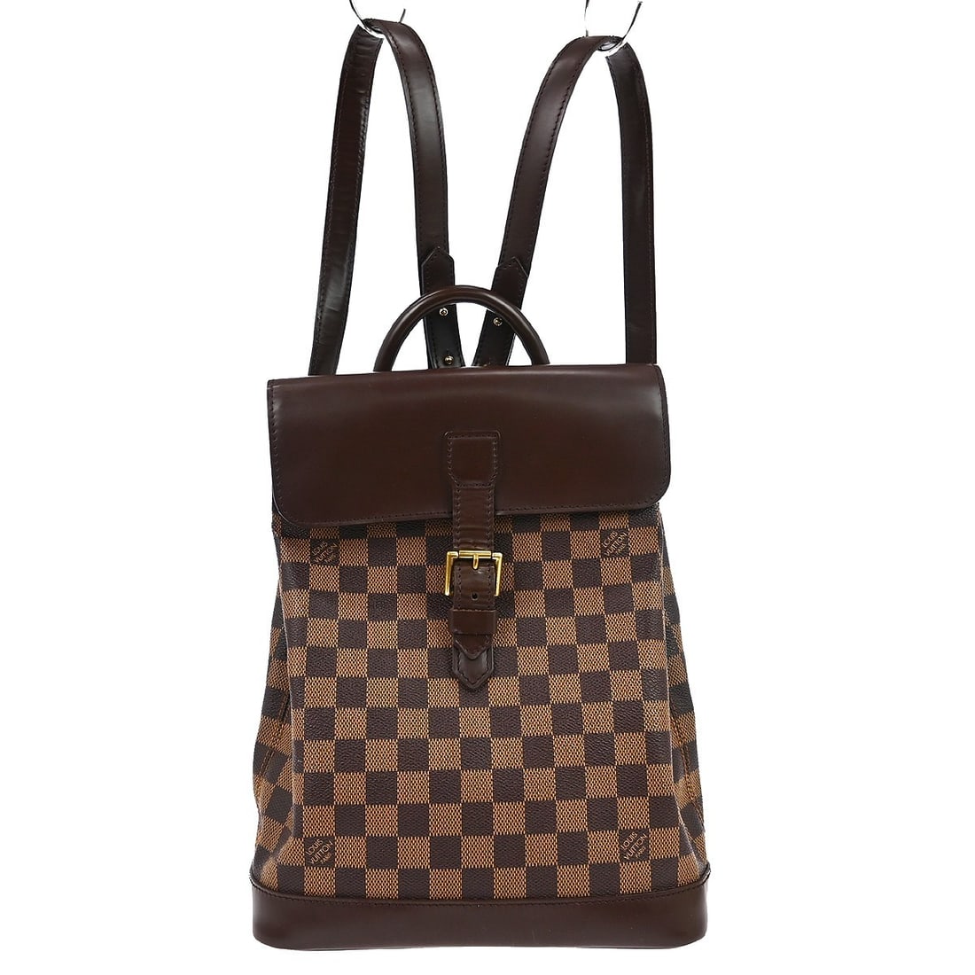 Louis Vuitton Damier Canvas Soho Brown Backpack N51132: Louis Vuitton Damier Canvas Soho Brown Backpack N51132 This Louis Vuitton Soho backpack features the iconic Damier canvas in a classic brown color. Designed as a medium-sized backpack, it is equipped 