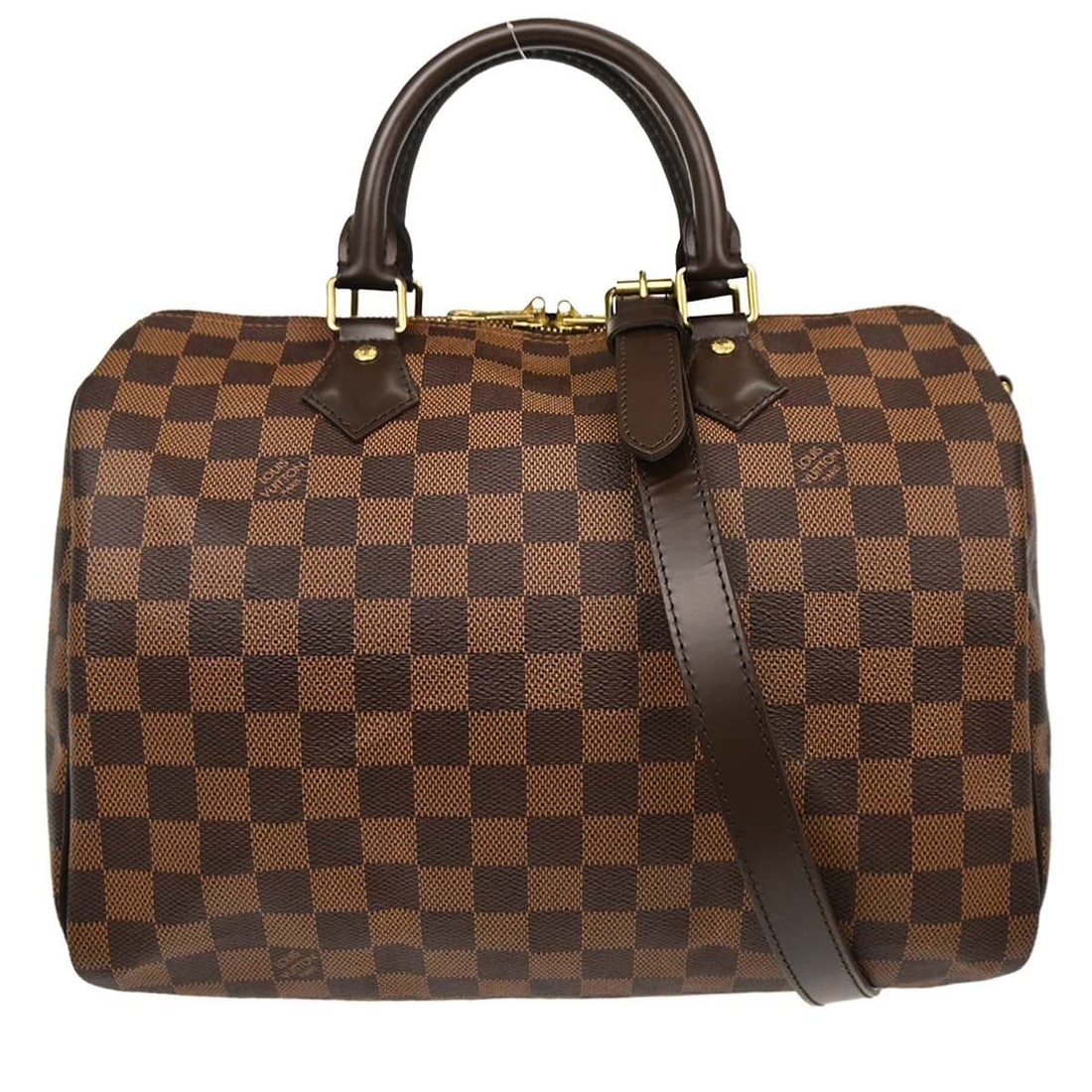 Louis Vuitton Speedy Bandouliere 30 Damier 2way Top Handle Bag: Louis Vuitton Speedy Bandouliere 30 Damier 2way Top Handle Bag This Louis Vuitton Speedy Bandouliere 30 is a two-way medium-sized handbag crafted in the brand's signature Damier canvas with leather tr