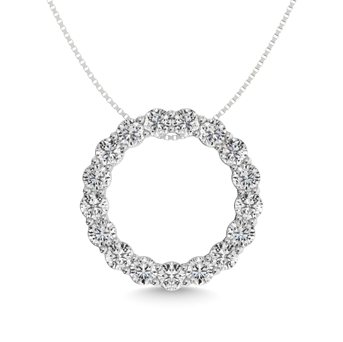Diamond 1 1/2 Ct.tw Fashion Pendant in 14K White Gold: Diamond 1 1/2 Ct.tw Fashion Pendant in 14K White Gold 14k White Gold Stone Color: G-h Stone Clarity: Si2 Unless otherwise specified, pendants that include a chain are paired with our standard 18-inch 