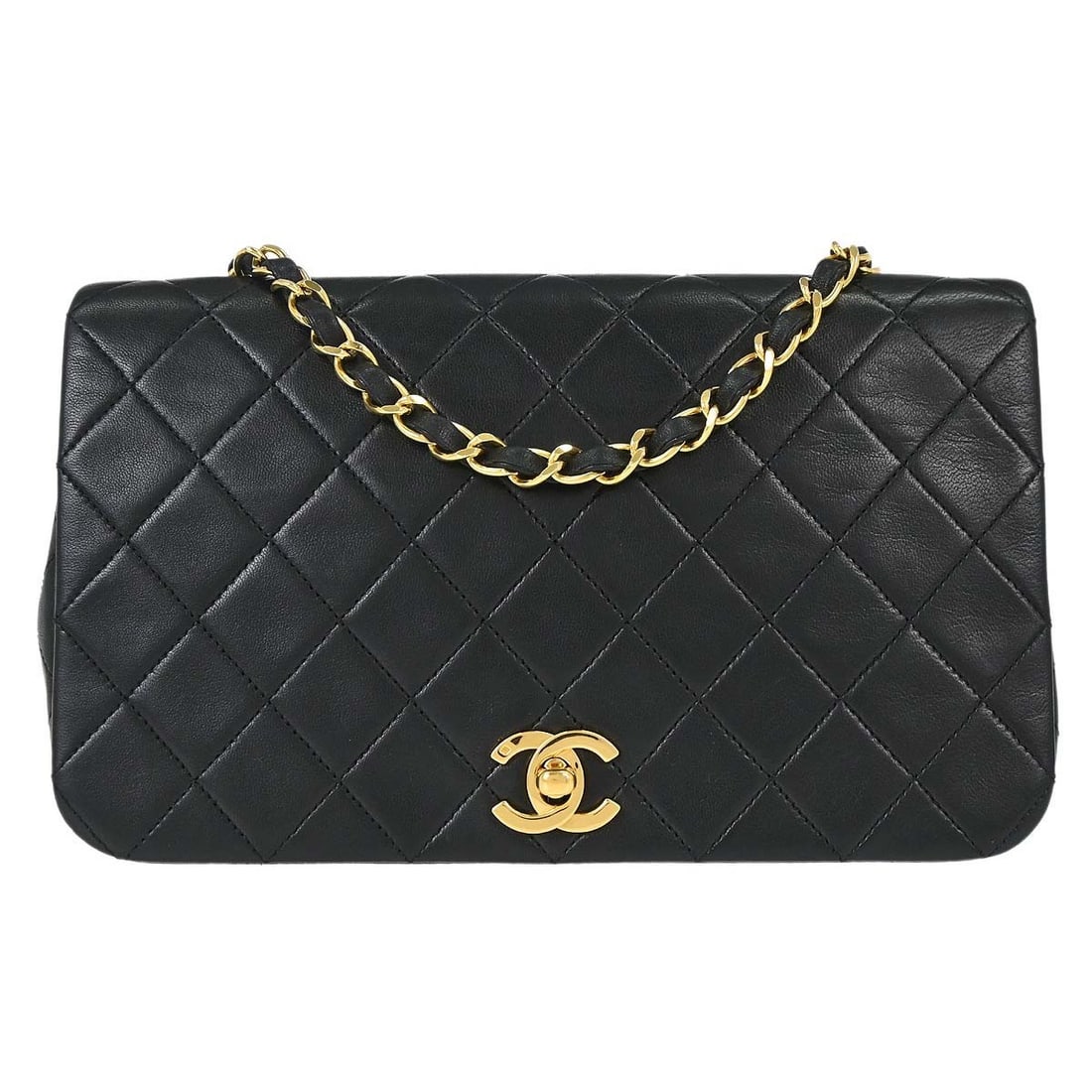 Chanel Matelasse Lambskin Crossbody Flap Bag Single Chain Shoulder: Chanel Matelasse Lambskin Crossbody Flap Bag Single Chain Shoulder This Chanel shoulder bag features luxurious black lambskin leather with a classic matelasse quilted pattern. Designed with a flap tur