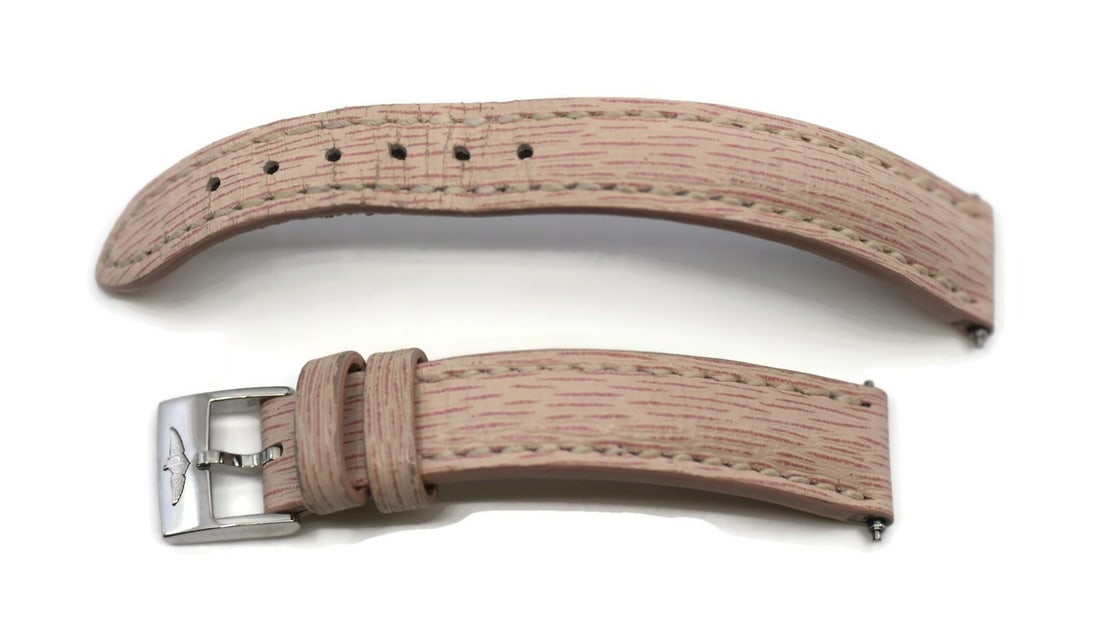 Genuine Breitling Pink Leather Strap 14mm 12mm Authentic: Genuine Breitling Pink Leather Strap 14mm 12mm Authentic Enhance your timepiece with this genuine Breitling pink leather strap, designed to provide both style and comfort. Crafted from high-quality le
