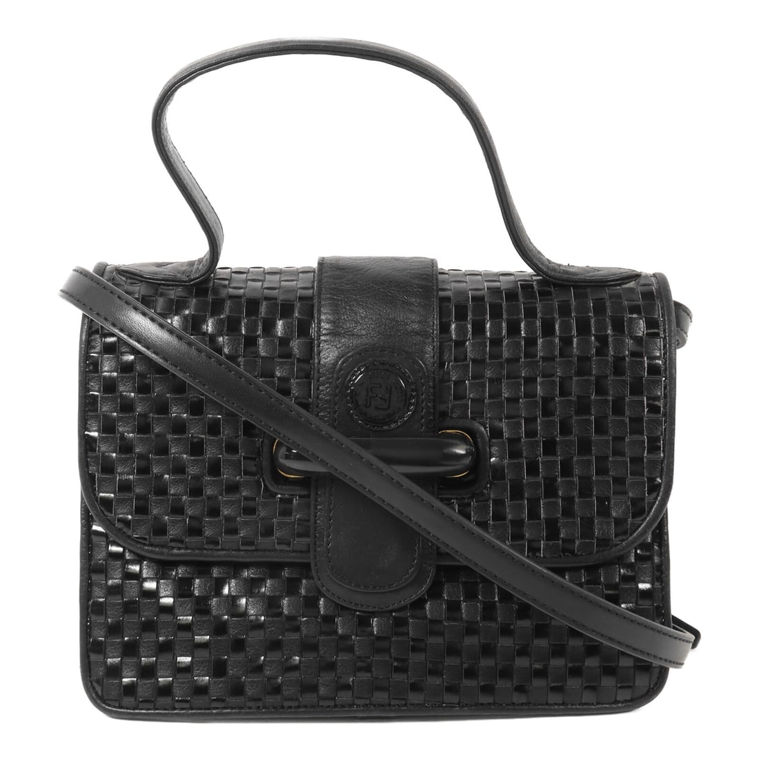 FENDI GHW Black Calfskin Two Way Shoulder Bag: FENDI GHW Black Calfskin Two Way Shoulder Bag This FENDI vintage 2-way shoulder bag is crafted from black calfskin leather and features gold hardware. Designed for versatility, it can be worn as a sho