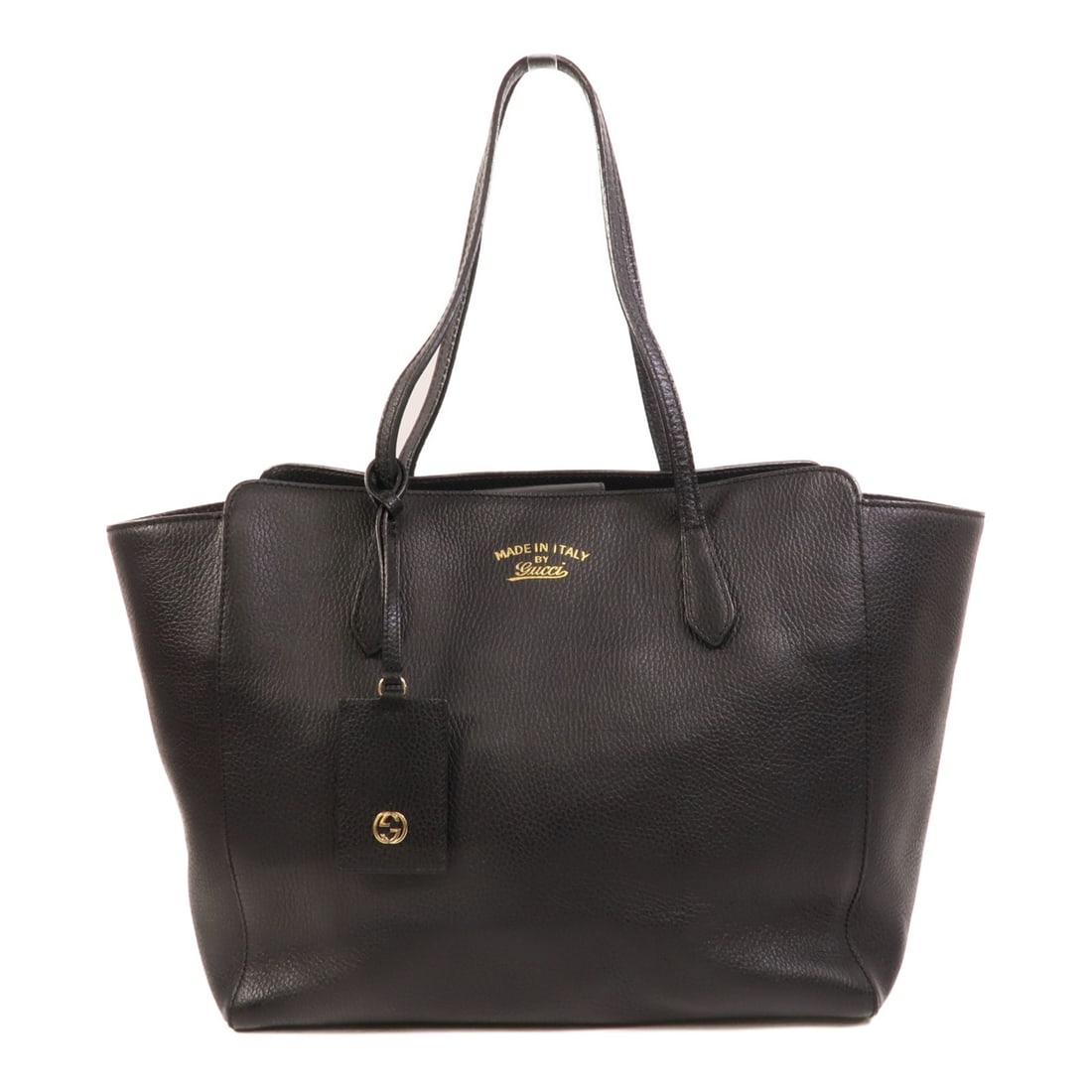 Black Calfskin Gucci Tote Shoulder Bag: Black Calfskin Gucci Tote Shoulder Bag This Gucci GG tote bag is crafted from black calfskin leather, offering a sophisticated and versatile accessory. Designed for women, it features a spacious inter