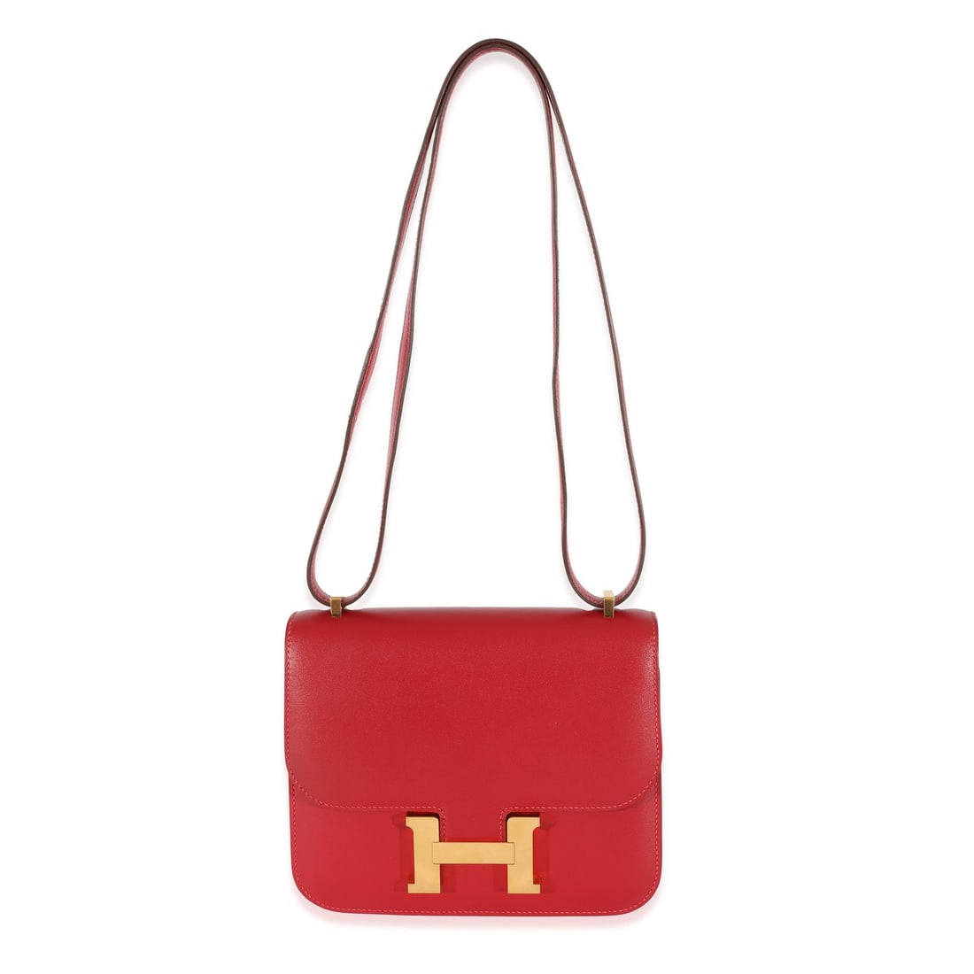 Hermes Constance 18 Rouge Casaque Swift Leather Crossbody Bag GHW: Hermes Constance 18 Rouge Casaque Swift Leather Crossbody Bag GHW Introducing the exquisite Hermes Rouge Casaque Swift Constance 18, a luxurious handbag that seamlessly blends style and functionality.