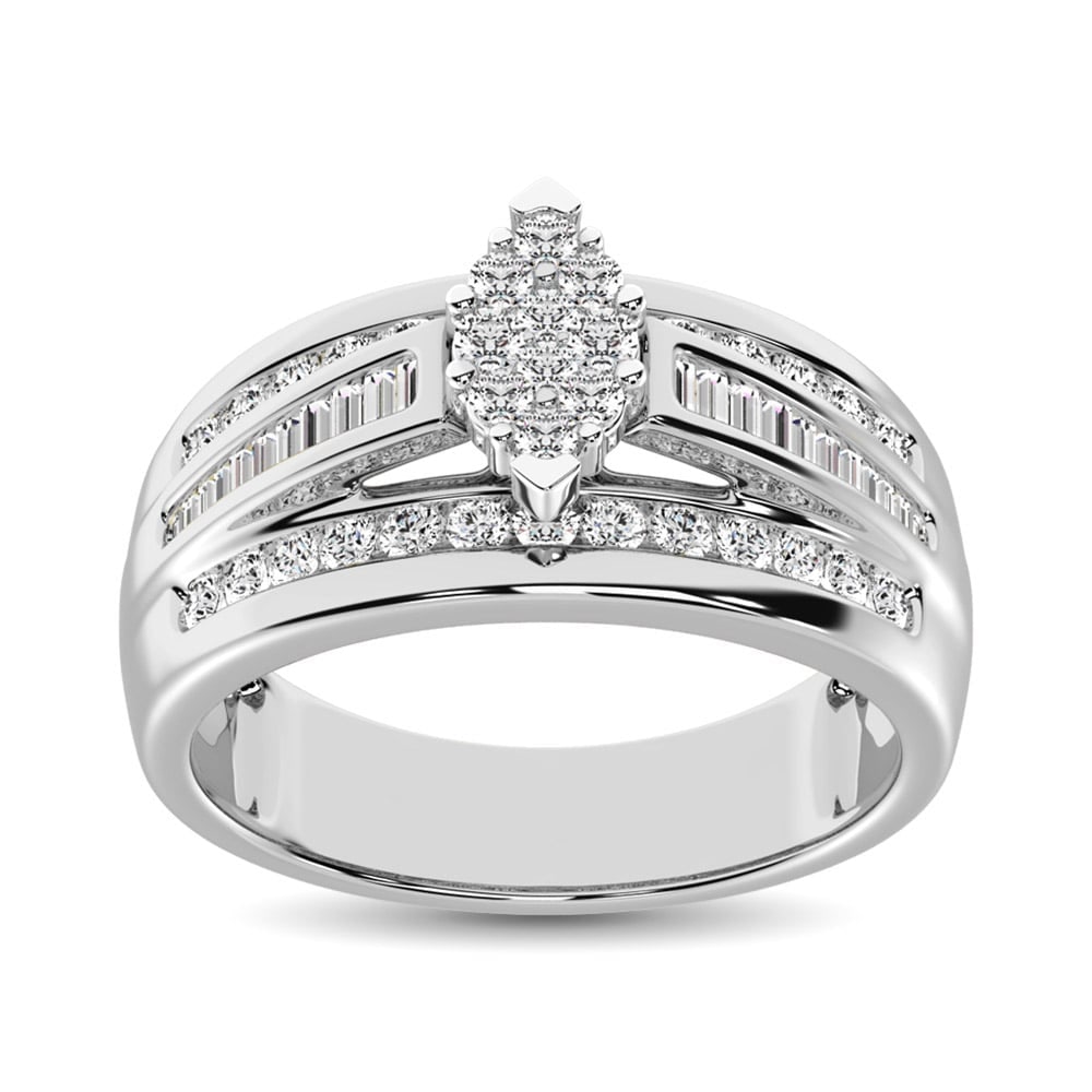 10K White Gold 1 Ct.Tw. Diamond Engagement Ring: 10K White Gold 1 Ct.Tw. Diamond Engagement Ring This beautiful Engagement Ring is available in 10K White Gold. There are 60 round / tapper diamonds with a total carat weight of 1 Ct.Tw. set in a chann