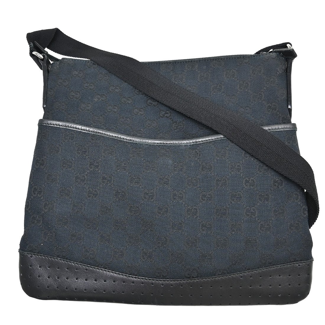 Gucci GG Canvas Leather Shoulder Bag Black Medium: Gucci GG Canvas Leather Shoulder Bag Black Medium This Gucci Black Canvas GG Shoulder Bag features a medium-sized silhouette crafted from canvas and leather with a black exterior and matching black le