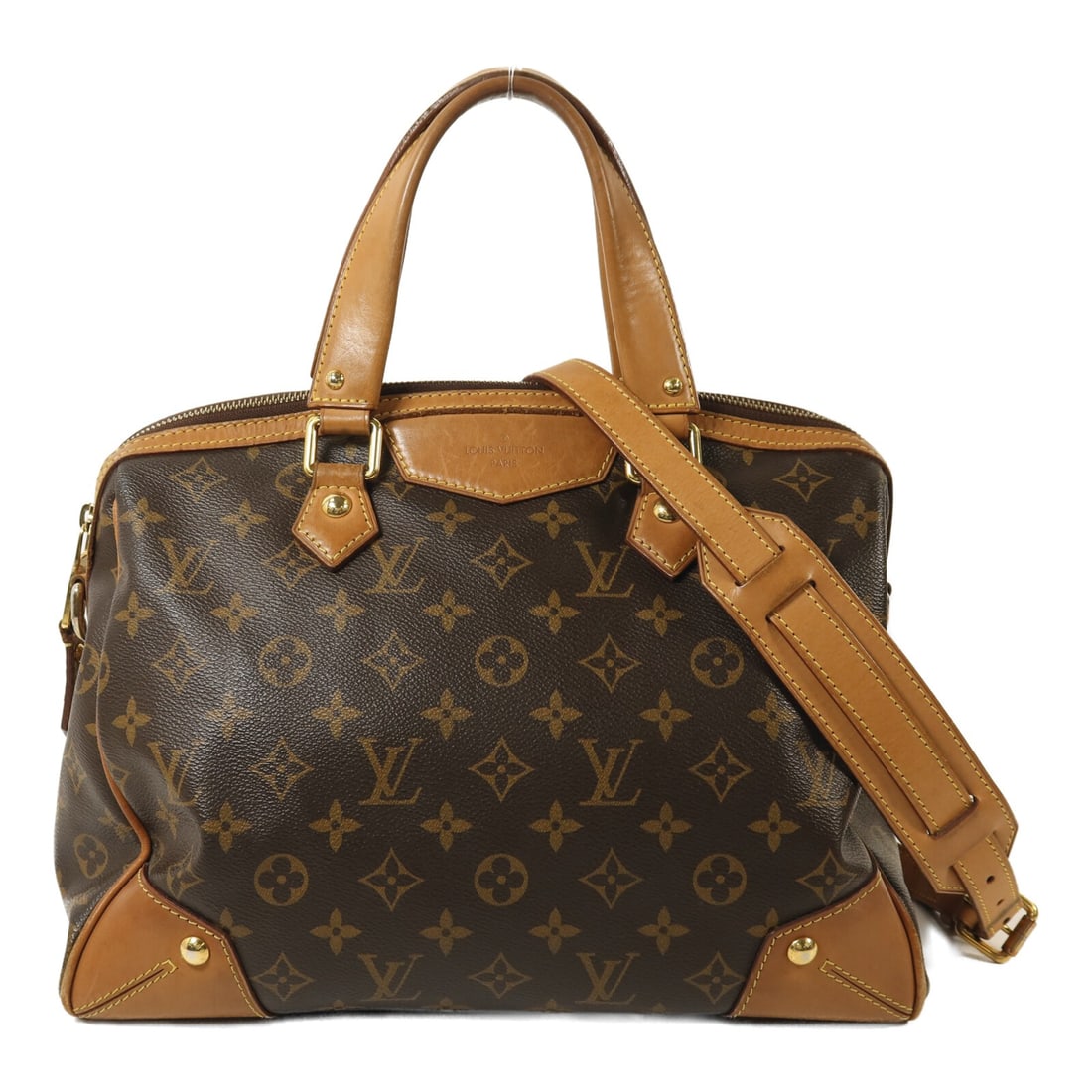 Retiro PM Brown Monogram 2 Way Shoulder Bag with Gold Hardware by Louis Vuitton: Retiro PM Brown Monogram 2 Way Shoulder Bag with Gold Hardware by Louis Vuitton This Louis Vuitton Retiro PM 2-way shoulder bag features the brand's signature monogram brown PVC coated canvas exterior