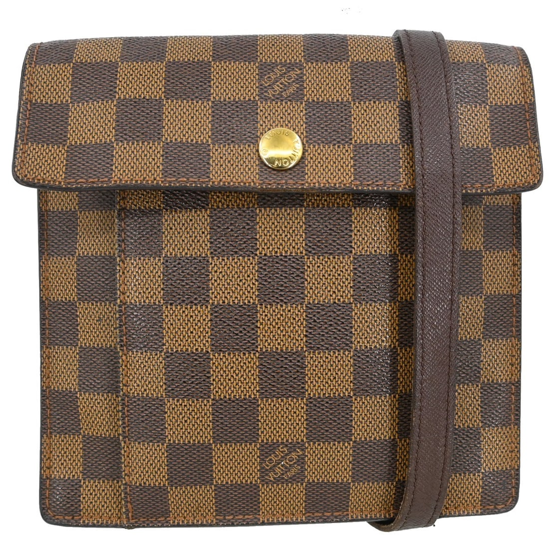 Louis Vuitton Pimlico Damier Brown Crossbody Bag: Louis Vuitton Pimlico Damier Brown Crossbody Bag This Louis Vuitton Pimlico shoulder bag features the iconic brown Damier canvas leather with a check pattern and logo accents. Designed in a compact, s