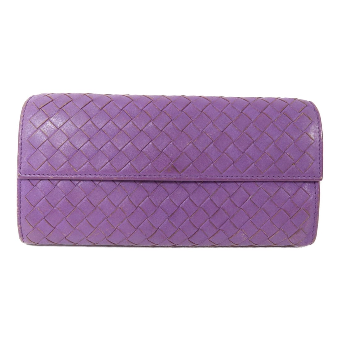 Bottega Veneta Purple Lambskin Around Long Wallet: Bottega Veneta Purple Lambskin Around Long Wallet This Bottega Veneta long wallet is crafted from supple lambskin leather in a striking purple hue. Designed for women, it features an around-zip style 