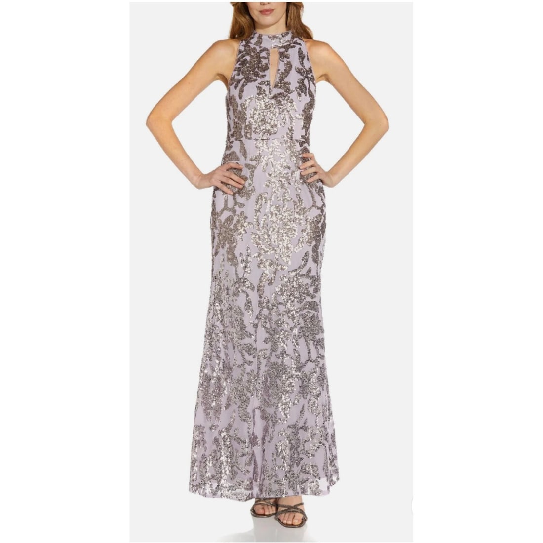Adrianna Papell Lavender Cutout Maxi Dress 10P Sleeveless Evening Gown: Adrianna Papell Lavender Cutout Maxi Dress 10P Sleeveless Evening Gown This stunning Adrianna Papell maxi evening dress is perfect for your next special occasion. In a beautiful lavender color, this s